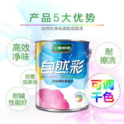 三棵树自然彩净味内墙乳胶漆哑光外墙涂料油漆彩色墙面漆环保1.8L图5