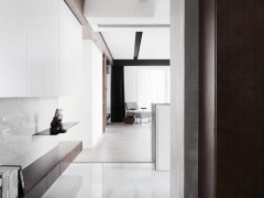 150㎡现代极简，净白空间+木质感，布置黑色家具，效果很高级