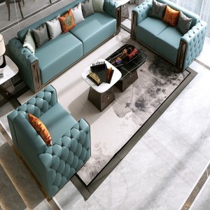 沙发 乌金木磨砂皮沙发 高端现代简约轻奢中式大户型别墅客厅沙发