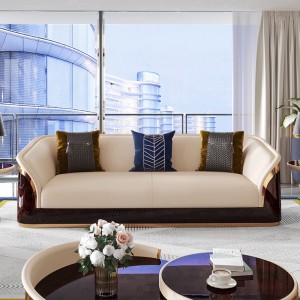 后现代轻奢高档别墅真皮沙发组合头层高档奢华港式客厅样板房家具