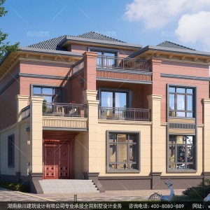 新中式三层别墅效果图_农村自建别墅图纸设计
