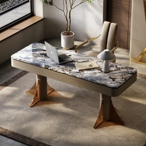 意式极简天然奢石书桌现代家用简约轻奢风长方形大理石老板办公桌