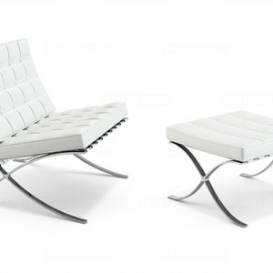 MOREDUO/巴塞罗那椅客厅沙发椅真皮不锈钢休闲椅设计师密斯椅极简