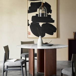 Kena可纳/月半圆意大利天然大理石圆餐桌现代简约轻奢餐桌椅组合Z