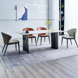 现代简约轻奢岩板餐桌椅组合高端小户型家用饭桌