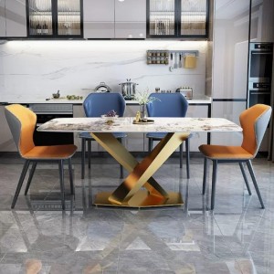 现代简约餐厅桌椅子组合长方形饭桌